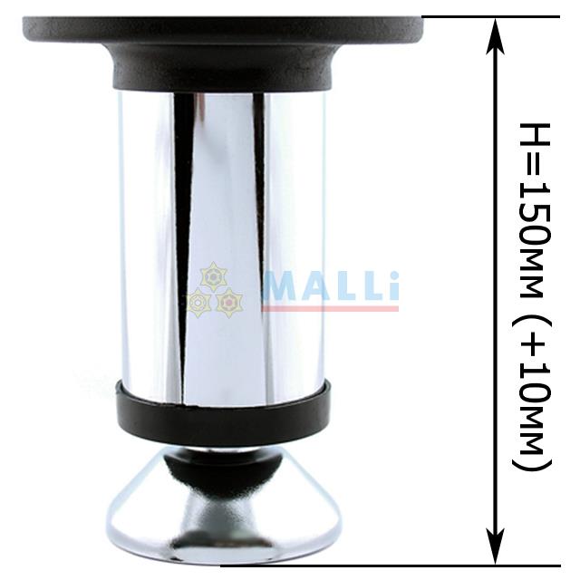 Опора мебельная регулируемая хромированная, D=38 мм, H=150 мм